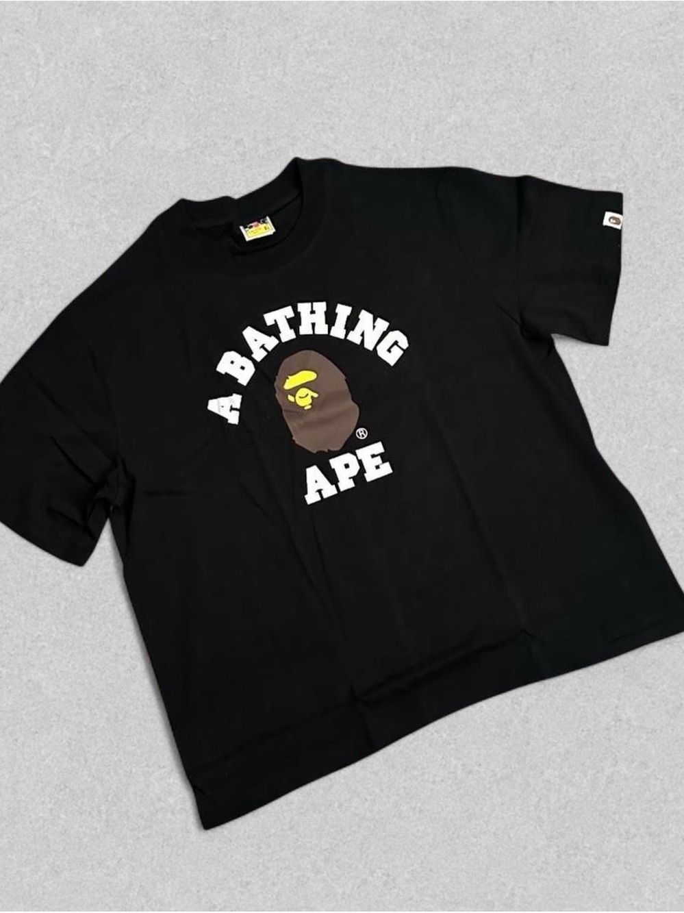 Bape Black Tee with Brown & Yellow Ape Graphic